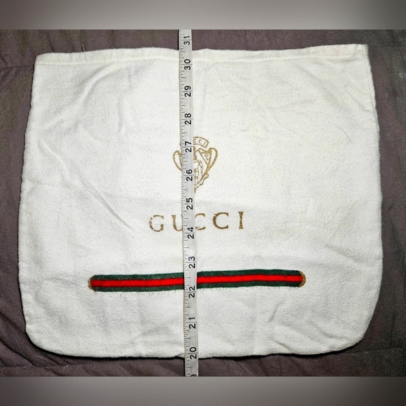 VTG GUCCI GG Dust Bag Cover Protector 12" x 10.5" White Handbag Storage Travel - Picture 3 of 4